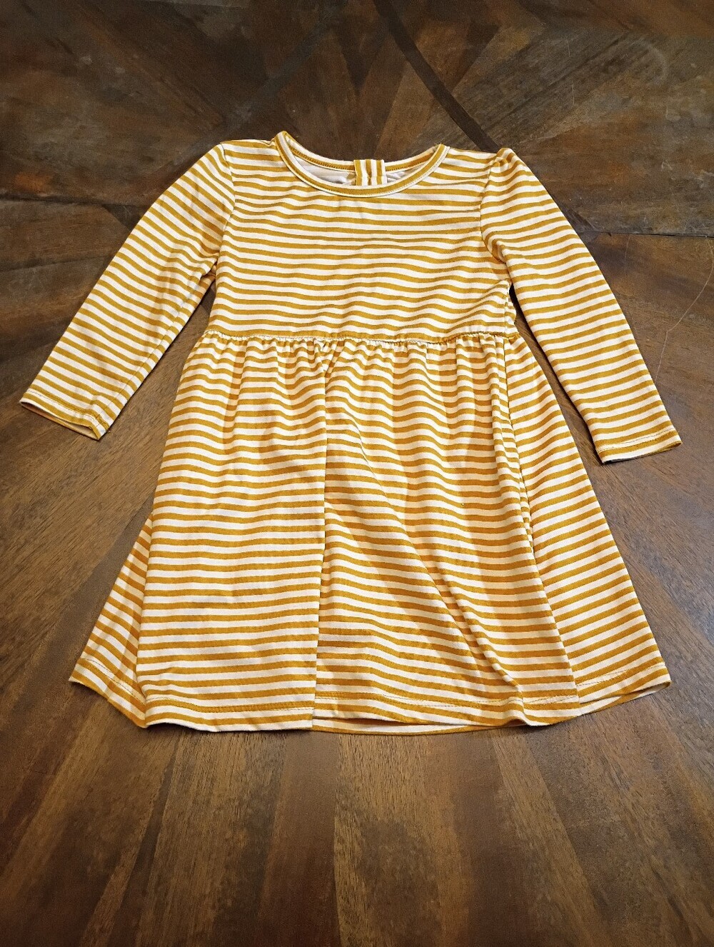 Member’s Mark Toddler Girls Mustard Yellow & White Stripe Knit Dress Size 2T